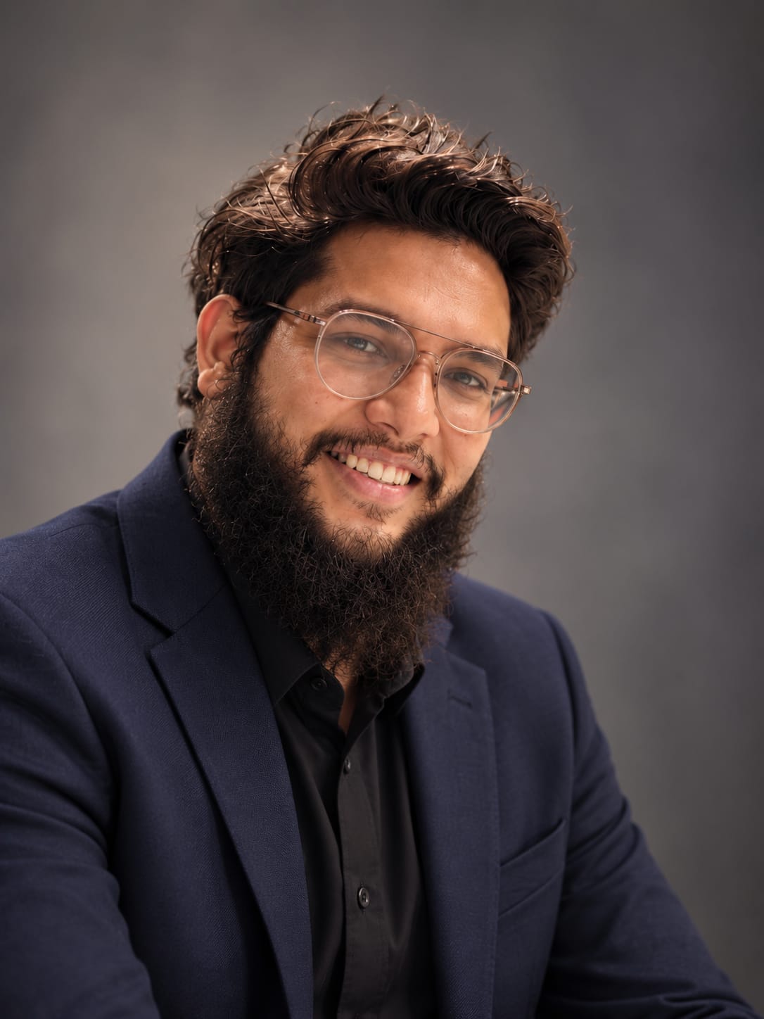 Saad Ghauri, founder of Ghaurix Labs, smiling in a navy blazer
